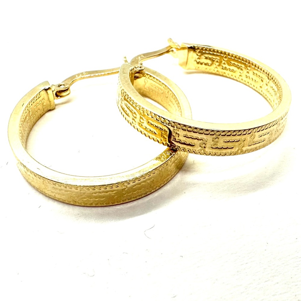 14K Gold Greek Hoop Earrings